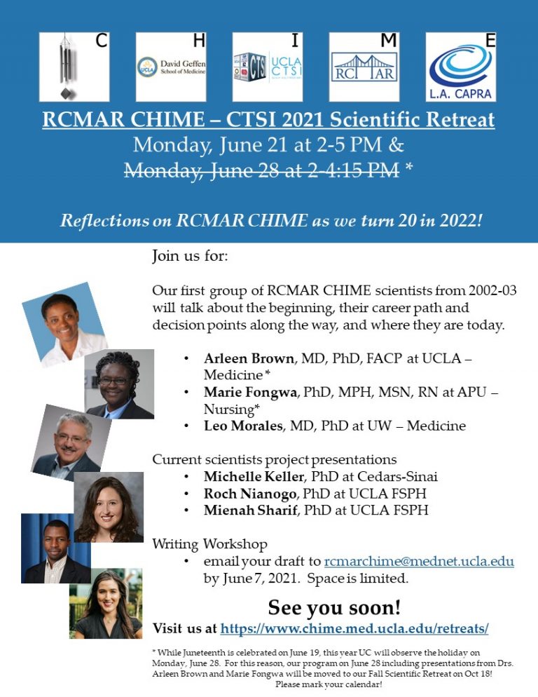 RCMAR CHIME and CTSI Summer 2021 Scientific Retreat – Center for the ...